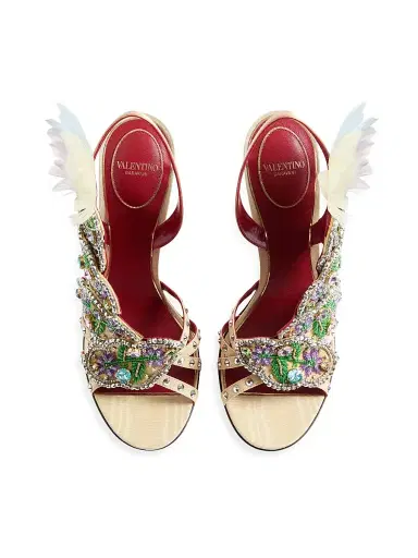 Valentino Garavani Women's Dans Le Foyer 105MM Sandals in Moiré Fabric | Thumbnail 4 Valentino Garavani Women's Dans Le Foyer 105MM Sandals in Moiré Fabric | Thumbnail 4