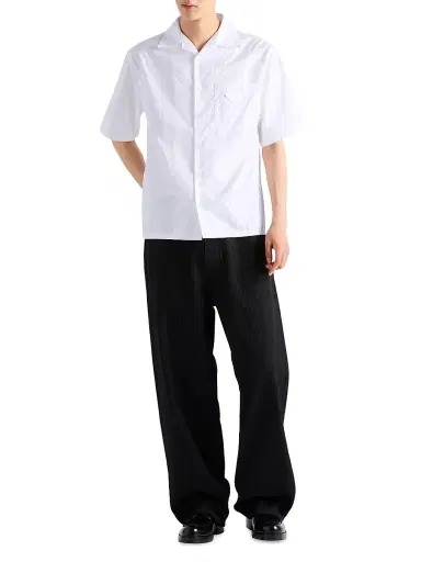 Prada Men's Cotton Bowling Shirt - White | Thumbnail 2 Prada Men's Cotton Bowling Shirt - White | Thumbnail 2