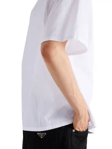 Prada Men's Cotton Bowling Shirt - White | Thumbnail 4 Prada Men's Cotton Bowling Shirt - White | Thumbnail 4