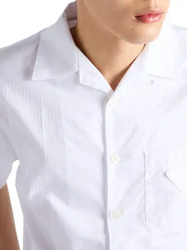 Prada Men's Cotton Bowling Shirt - White | Thumbnail 6 Prada Men's Cotton Bowling Shirt - White | Thumbnail 6