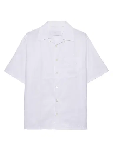 Prada Men's Cotton Bowling Shirt - White | Thumbnail 1 Prada Men's Cotton Bowling Shirt - White | Thumbnail 1