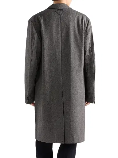 Prada Men's Single-Breasted Wool Coat - Grey | Thumbnail 4 Prada Men's Single-Breasted Wool Coat - Grey | Thumbnail 4