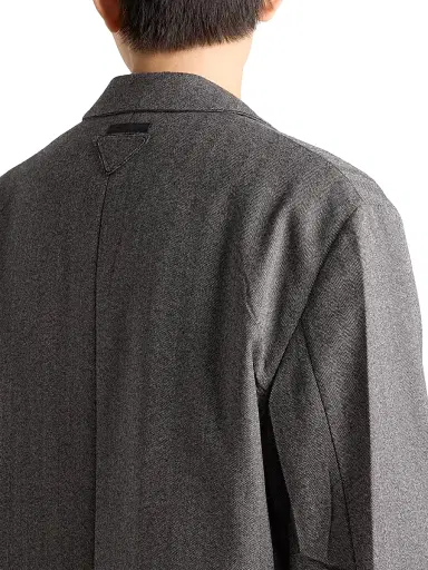 Prada Men's Single-Breasted Wool Coat - Grey | Thumbnail 5 Prada Men's Single-Breasted Wool Coat - Grey | Thumbnail 5