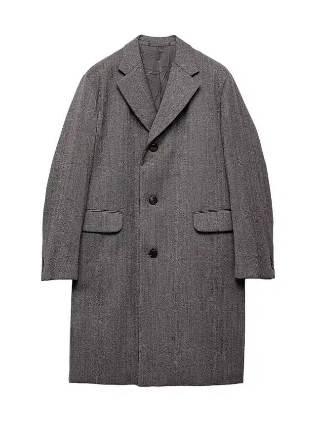 Men's Single-Breasted Wool Coat - Grey