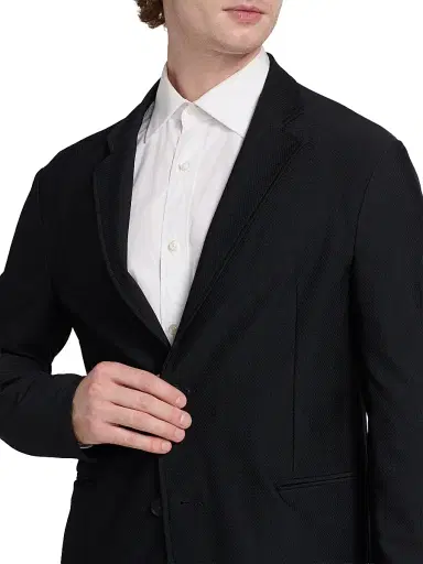 Emporio Armani Men's Unlined Rice Stitch Jacket - Dark Navy | Thumbnail 6 Emporio Armani Men's Unlined Rice Stitch Jacket - Dark Navy | Thumbnail 6