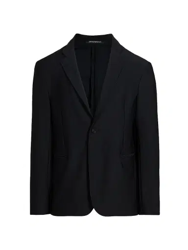 Emporio Armani Men's Unlined Rice Stitch Jacket - Dark Navy | Thumbnail 1 Emporio Armani Men's Unlined Rice Stitch Jacket - Dark Navy | Thumbnail 1