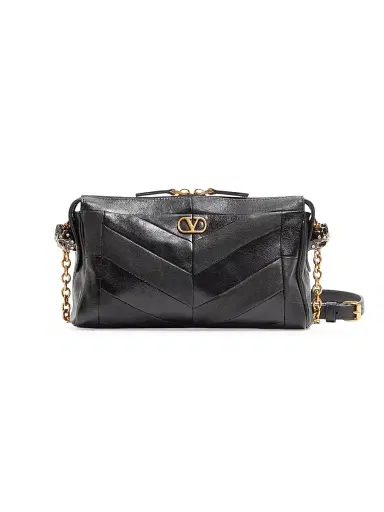 Valentino Garavani Women's Panthea Small Shoulder Bag in Nappa Leather - Black | Thumbnail 1