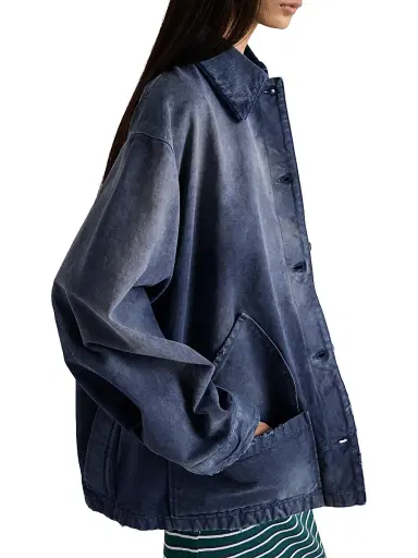 Prada Women's Canvas Trucker Jacket - Blue - Size 2 | Thumbnail 3 Prada Women's Canvas Trucker Jacket - Blue - Size 2 | Thumbnail 3
