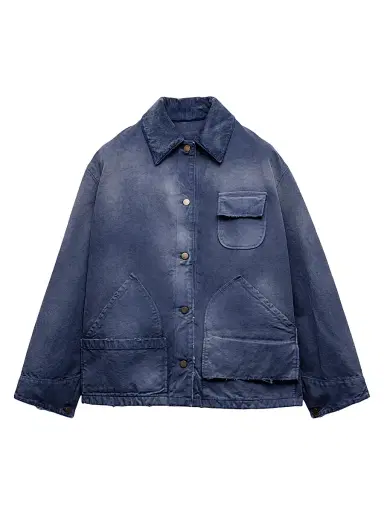 Prada Women's Canvas Trucker Jacket - Blue - Size 2 | Thumbnail 1 Prada Women's Canvas Trucker Jacket - Blue - Size 2 | Thumbnail 1