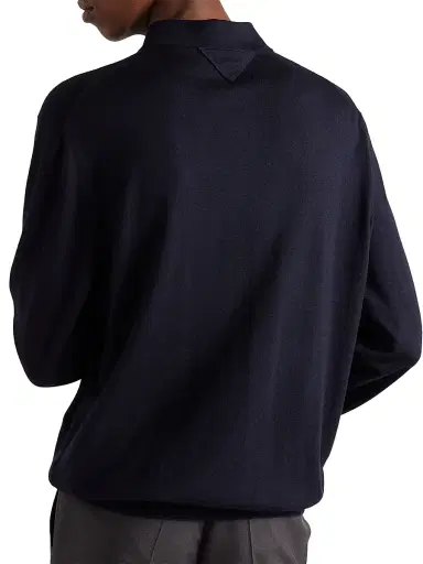 Prada Men's Cashmere and Silk Polo Shirt - Blue - Size 48 | Thumbnail 6 Prada Men's Cashmere and Silk Polo Shirt - Blue - Size 48 | Thumbnail 6