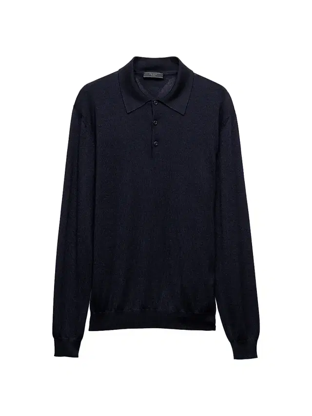 Prada Men's Cashmere and Silk Polo Shirt - Blue
