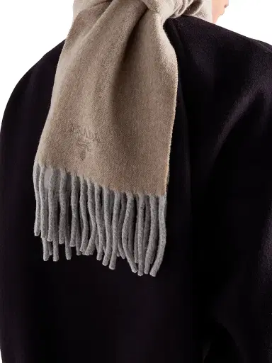 Prada Men's Cashmere and Wool Scarf - Beige Khaki | Thumbnail 3