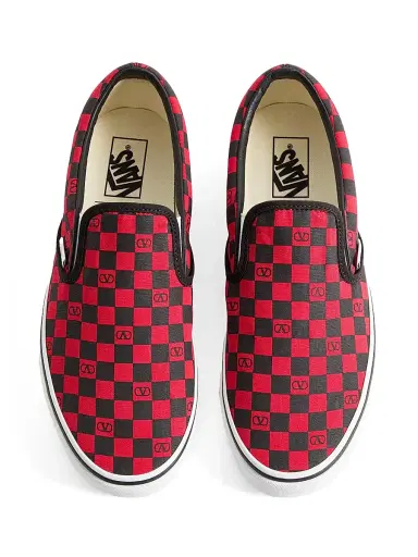 Valentino Garavani Men's and Vans Slip-On Sneakers in Fabric with VLogo Checkerboard Print | Thumbnail 4