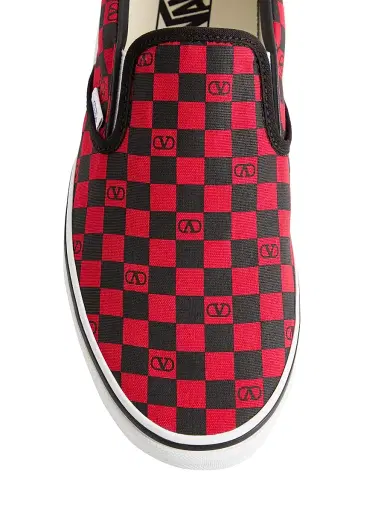 Valentino Garavani Men's and Vans Slip-On Sneakers in Fabric with VLogo Checkerboard Print | Thumbnail 6