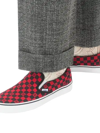Valentino Garavani Men's and Vans Slip-On Sneakers in Fabric with VLogo Checkerboard Print | Thumbnail 8