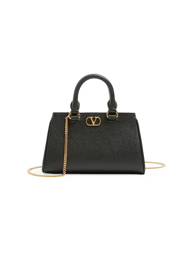Valentino Garavani Women's Mini VLogo Signature Top Handle Bag in Grainy Calfskin - Black