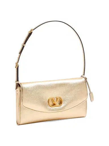 Valentino Garavani Women's DeVain Small Shoulder Bag in Laminated Nappa Leather - Gold | Thumbnail 4