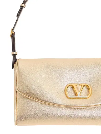 Valentino Garavani Women's DeVain Small Shoulder Bag in Laminated Nappa Leather - Gold | Thumbnail 8