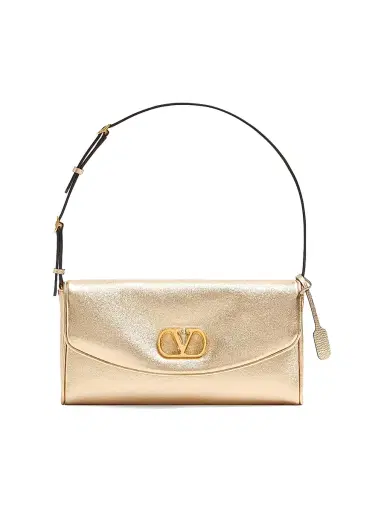 Valentino Garavani Women's DeVain Small Shoulder Bag in Laminated Nappa Leather - Gold | Thumbnail 1