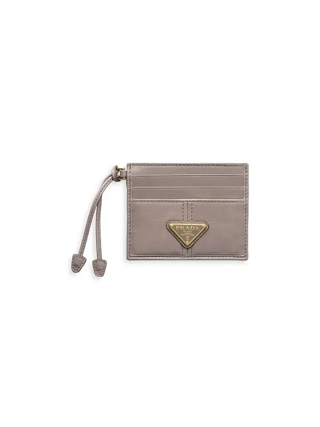 Prada Women's Leather Card Holder - Grey