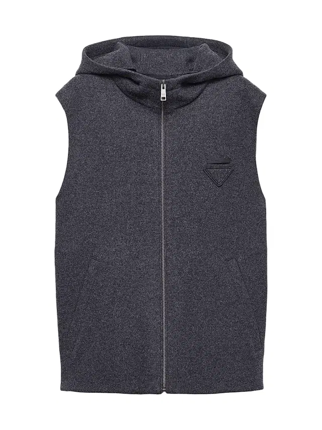 Men's Wool and Cashmere Zipper Vest - Grey