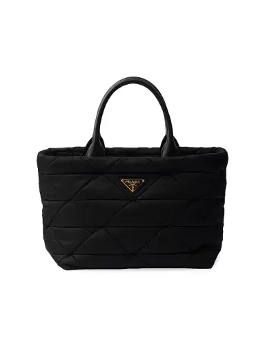 Prada Women's Padded Re-Nylon and Leather Top Handle Bag - Black | Thumbnail 1 Prada Women's Padded Re-Nylon and Leather Top Handle Bag - Black | Thumbnail 1