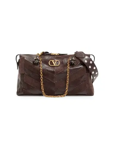 Valentino Women's Panthea Medium Shoulder Bag in Suede and Nappa | Thumbnail 1