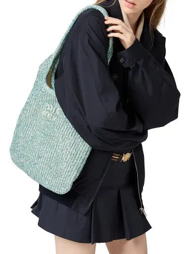 Miu Miu Women's Ivy Sequin Mesh Shoulder Bag - Green | Thumbnail 3