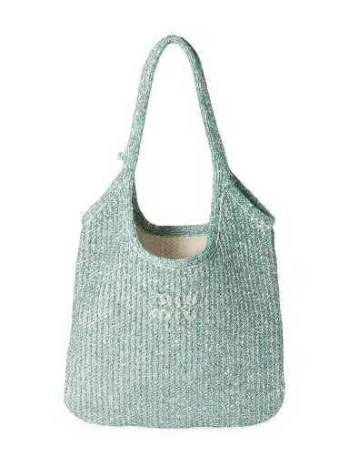 Miu Miu Women's Ivy Sequin Mesh Shoulder Bag - Green | Thumbnail 1