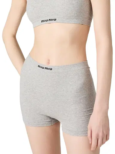 Miu Miu Women's Seamless Mélange Knit Boxer Shorts | Thumbnail 2 Miu Miu Women's Seamless Mélange Knit Boxer Shorts | Thumbnail 2