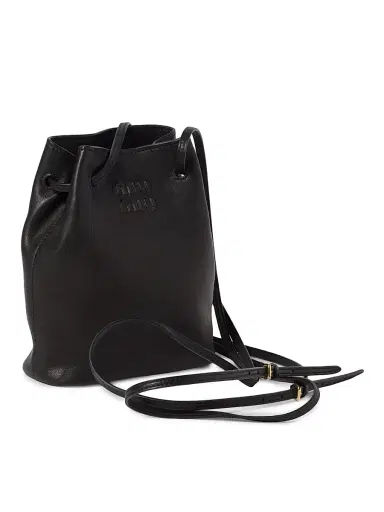Miu Miu Women's Nappa Leather Mini Bucket Bag - Black | Thumbnail 3