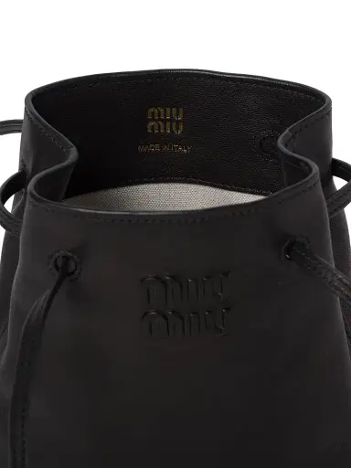 Miu Miu Women's Nappa Leather Mini Bucket Bag - Black | Thumbnail 6