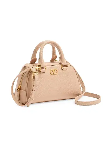 Valentino Garavani Women's VLogo Signature Mini Bowling Bag in Grainy Calfskin - Rose Sand | Thumbnail 3 Valentino Garavani Women's VLogo Signature Mini Bowling Bag in Grainy Calfskin - Rose Sand | Thumbnail 3