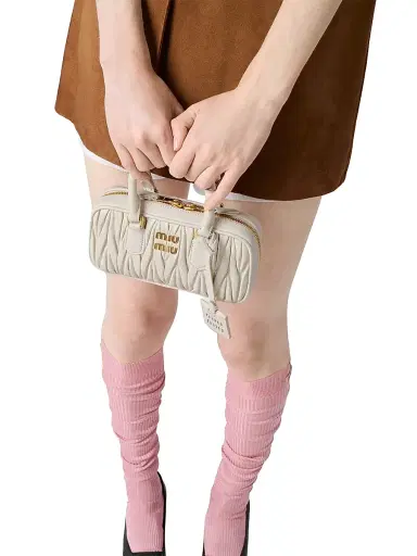 Miu Miu Women's Arcadie Matelasse Nappa Leather Mini Top Handle Bag - White | Thumbnail 4