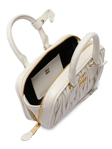 Miu Miu Women's Arcadie Matelasse Nappa Leather Mini Top Handle Bag - White | Thumbnail 7