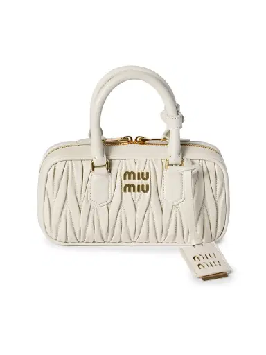 Miu Miu Women's Arcadie Matelasse Nappa Leather Mini Top Handle Bag - White | Thumbnail 1