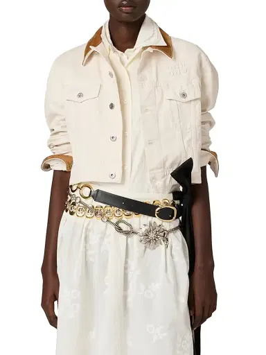 Miu Miu Women's Denim and Leather Blouson Jacket | Thumbnail 2