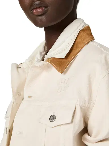 Miu Miu Women's Denim and Leather Blouson Jacket | Thumbnail 6
