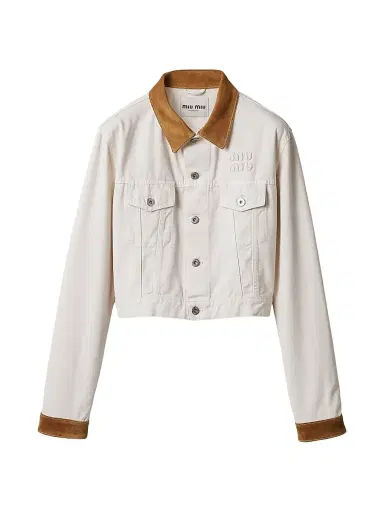 Miu Miu Women's Denim and Leather Blouson Jacket | Thumbnail 1