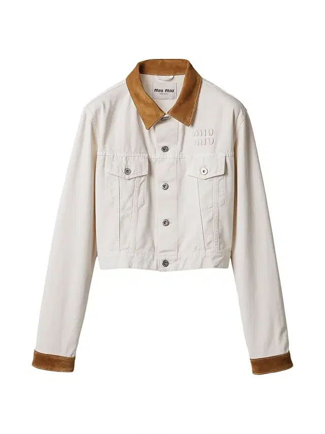 Miu Miu Women's Denim and Leather Blouson Jacket - White