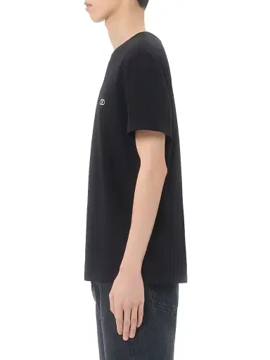 Valentino Garavani Men's Cotton T-Shirt with VLogo Embroidery - Black - Size XXL | Thumbnail 4