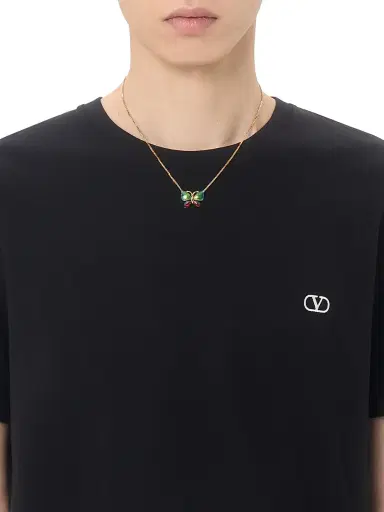 Valentino Garavani Men's Cotton T-Shirt with VLogo Embroidery - Black - Size XXL | Thumbnail 6