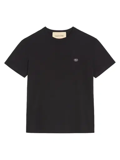 Valentino Garavani Men's Cotton T-Shirt with VLogo Embroidery - Black - Size XXL | Thumbnail 1