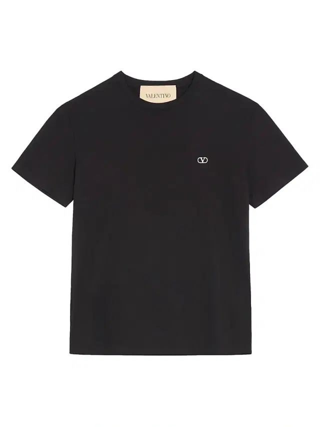 Valentino Garavani Men's Cotton T-Shirt with VLogo Embroidery - Black
