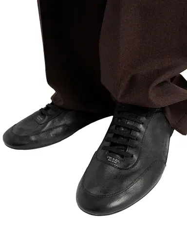 Prada Men's Collapse Leather Sneakers - Black - Size 11.5 | Thumbnail 2