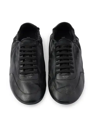 Prada Men's Collapse Leather Sneakers - Black - Size 11.5 | Thumbnail 3