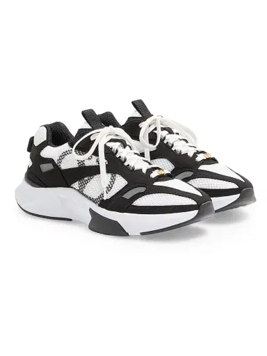 Valentino Garavani Men's Demivee Sneakers in Mesh Fabric with Suede Inserts - Black Grey - Size 13 | Thumbnail 2 Valentino Garavani Men's Demivee Sneakers in Mesh Fabric with Suede Inserts - Black Grey - Size 13 | Thumbnail 2