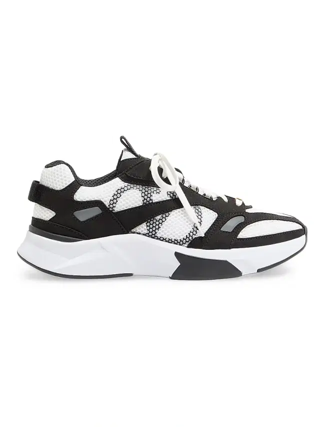 Valentino Garavani Men's Demivee Sneakers in Mesh Fabric with Suede Inserts - Black Grey
