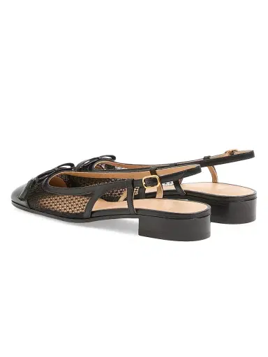 Valentino Garavani Women's Valet Du Roi 25MM Slingback Ballerina in Mesh and Kidskin - Black | Thumbnail 3