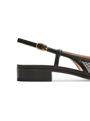 Valentino Garavani Women's Valet Du Roi 25MM Slingback Ballerina in Mesh and Kidskin - Black | Thumbnail 6